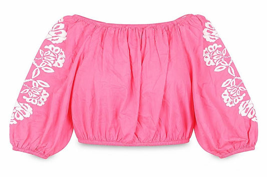 Marks and Spencer Womens Pink 100% Cotton Basic Blouse Size 22 Off the Shoulder