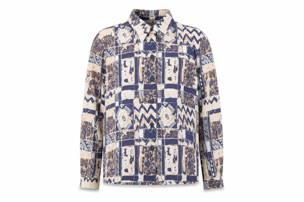 Finnkarelia Womens Multicoloured Geometric Polyester Basic Button-Up Size 8 Round Neck