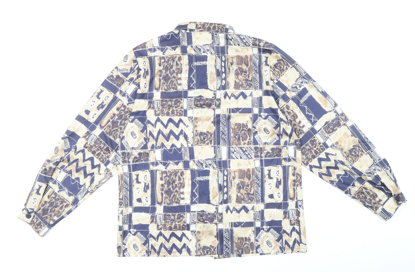 Finnkarelia Womens Multicoloured Geometric Polyester Basic Button-Up Size 8 Round Neck