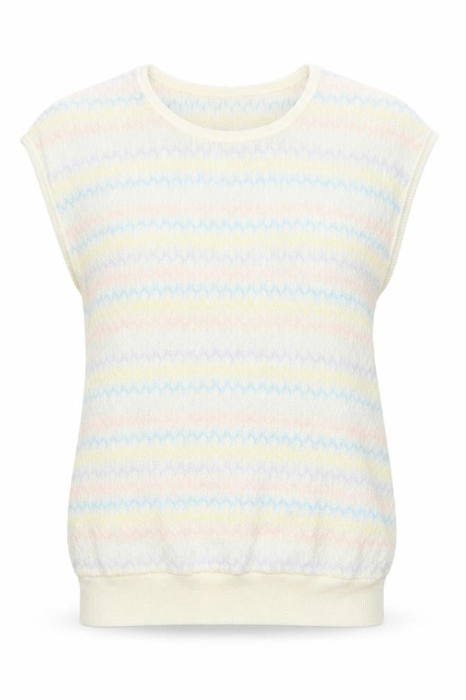 Littlewoods Womens Multicoloured Round Neck Striped Acrylic Vest Jumper Size 10