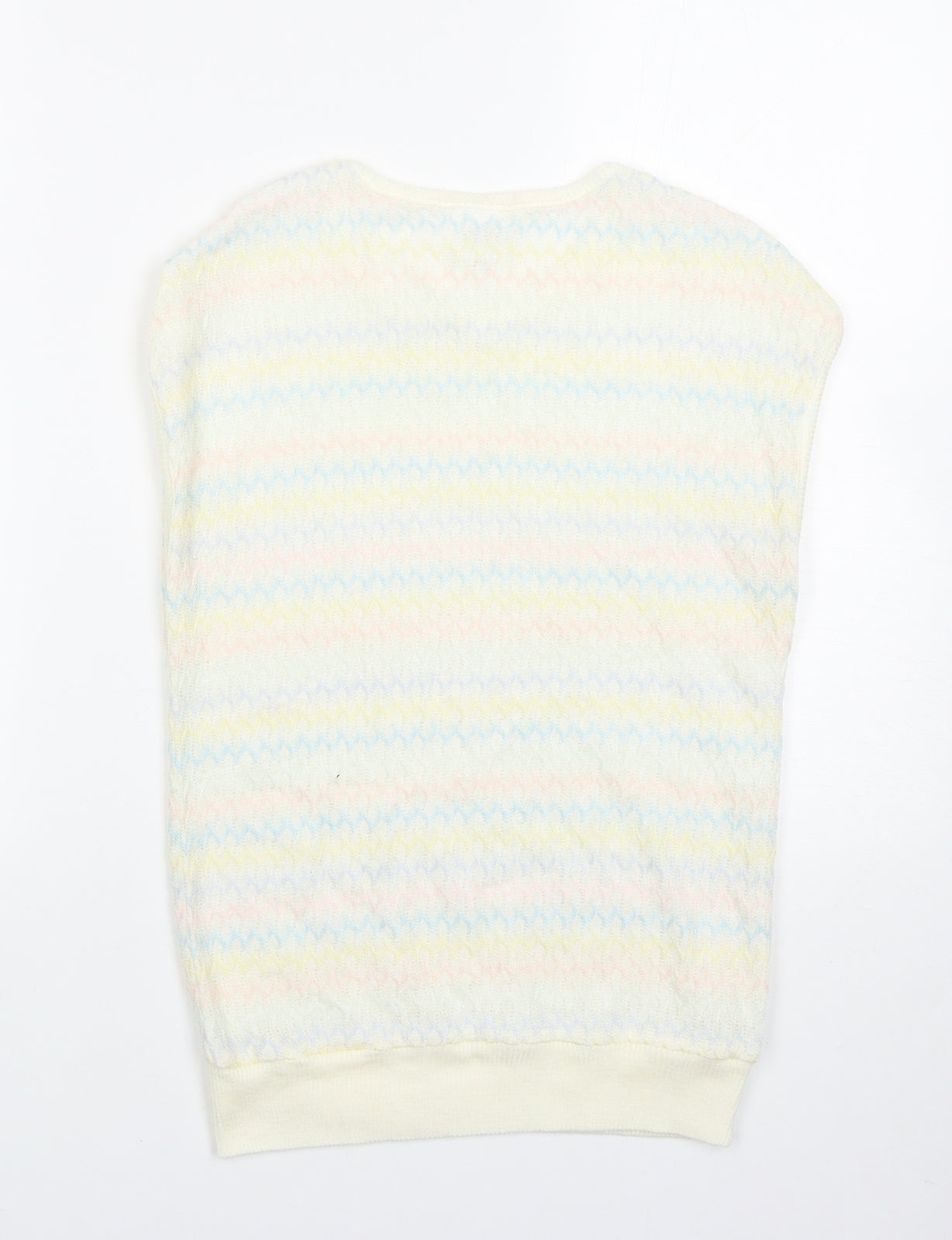 Littlewoods Womens Multicoloured Round Neck Striped Acrylic Vest Jumper Size 10