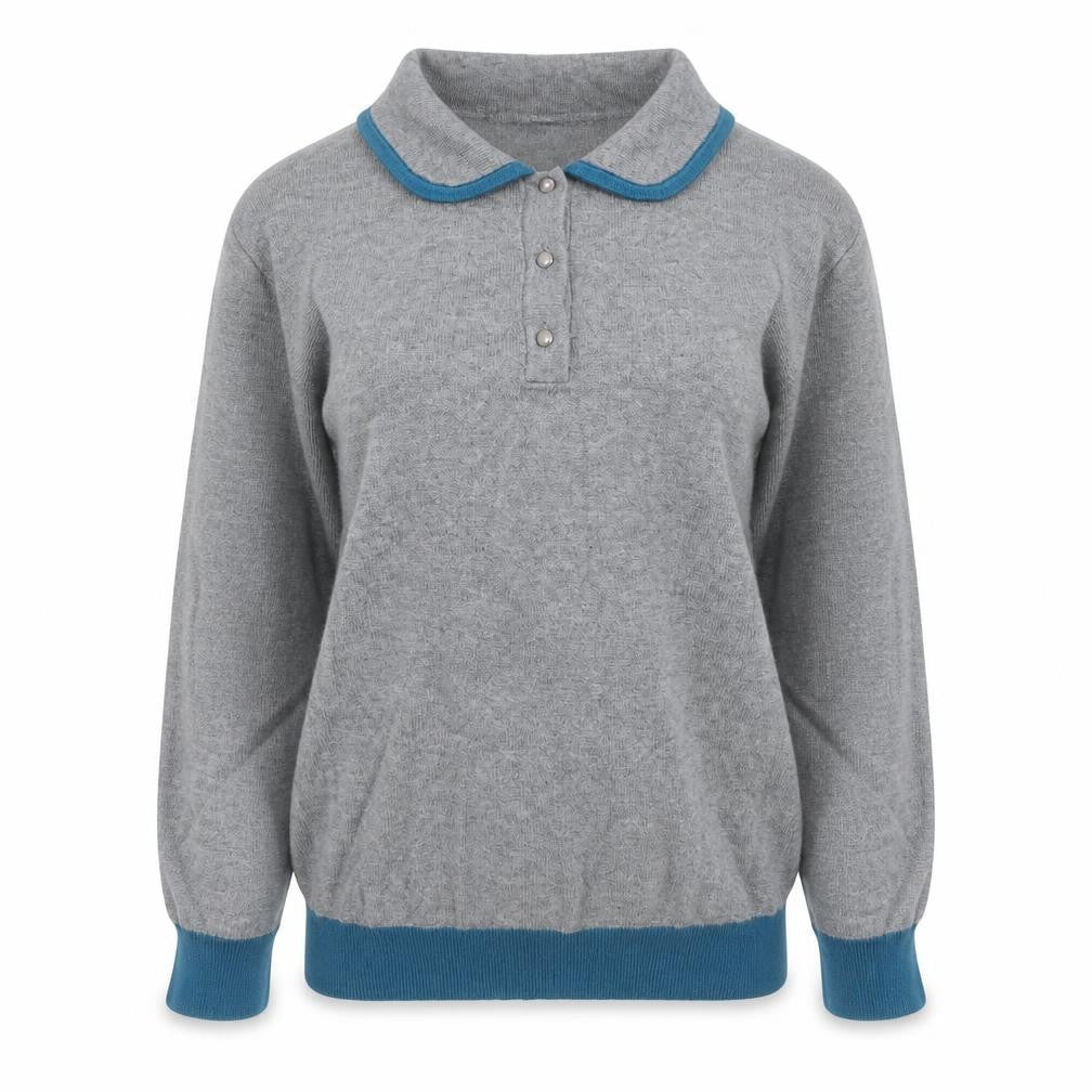 Klass Collection Womens Grey Round Neck Viscose Pullover Jumper Size S - Peter Pan collar