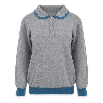 Klass Collection Womens Grey Round Neck Viscose Pullover Jumper Size S - Peter Pan collar