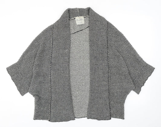 Zara Womens Black V-Neck Geometric Cotton Cardigan Jumper Size M