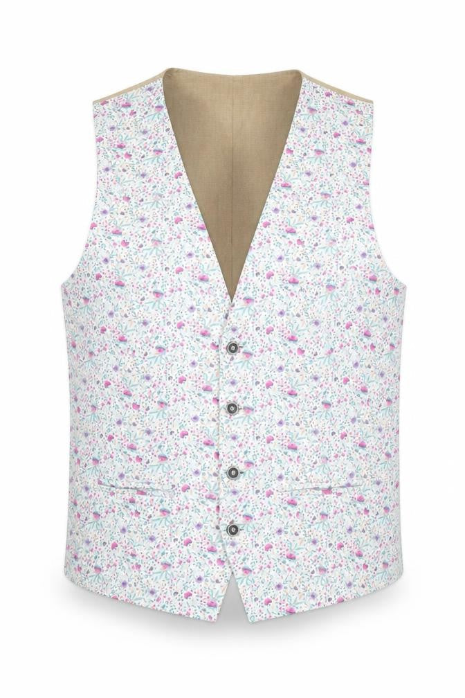 Solio Mens Multicoloured Geometric Cotton Tuxedo Suit Waistcoat Size XL