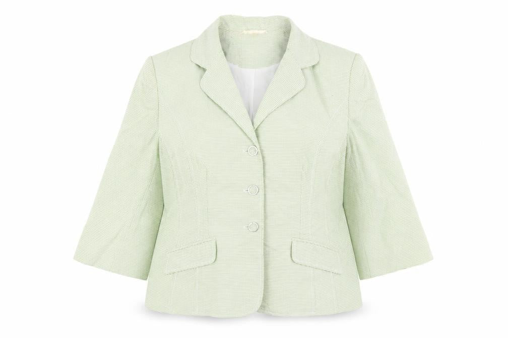 Minuet Womens Green Plaid Polyamide Jacket Suit Jacket Size 18