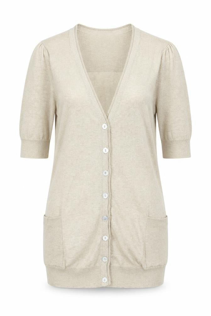 Principles Womens Beige V-Neck Cotton Cardigan Jumper Size 10