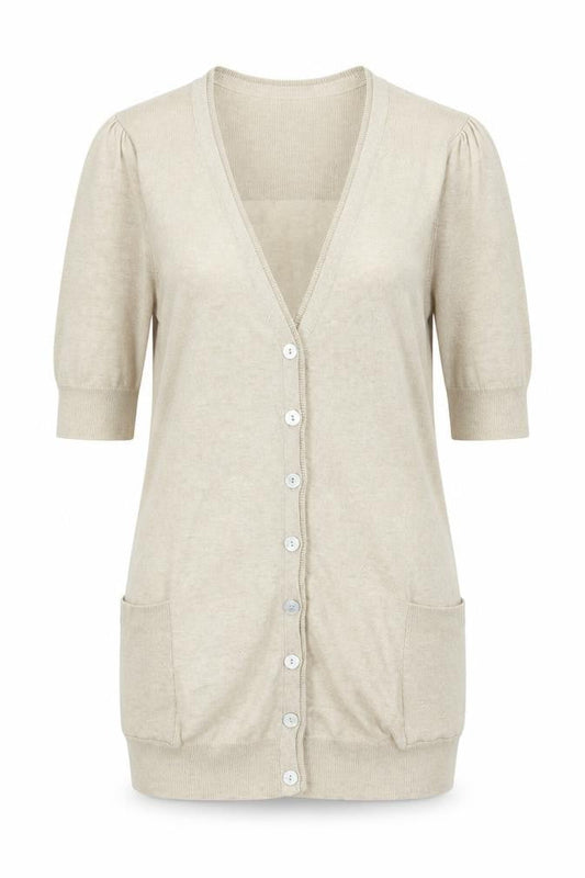 Principles Womens Beige V-Neck Cotton Cardigan Jumper Size 10
