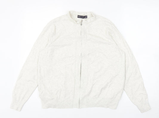 Marks and Spencer Womens Grey Round Neck Viscose Full Zip Jumper Size M