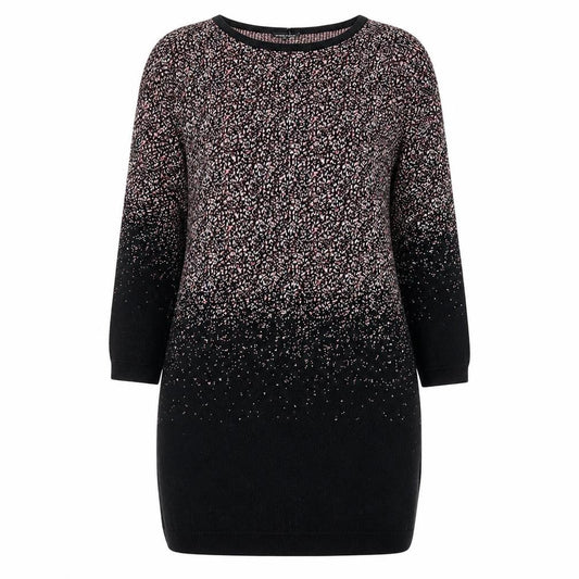 Warehouse Womens Black Geometric Cotton Jumper Dress Size 8 Round Neck Pullover