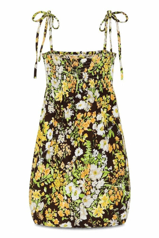 Hussy Moffo Womens Multicoloured Floral Viscose Mini Size 10 Square Neck Pullover