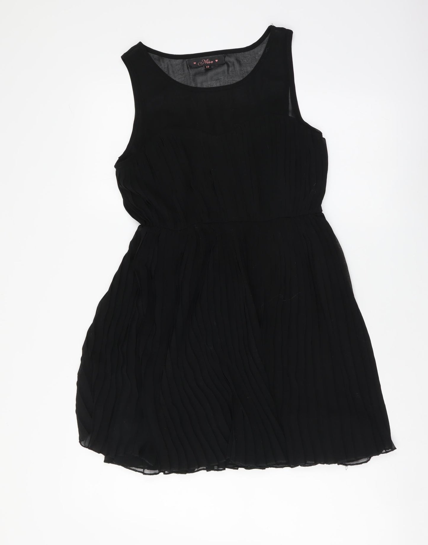 Miso Womens Black Polyester Tank Dress Size 10 Boat Neck Zip