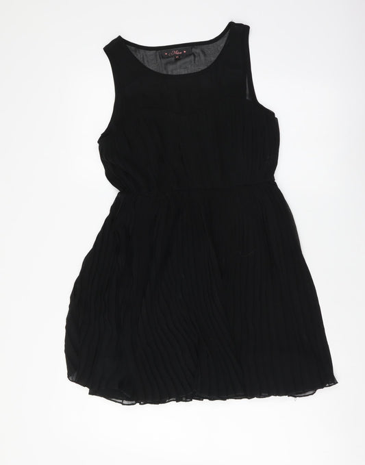 Miso Womens Black Polyester Tank Dress Size 10 Boat Neck Zip