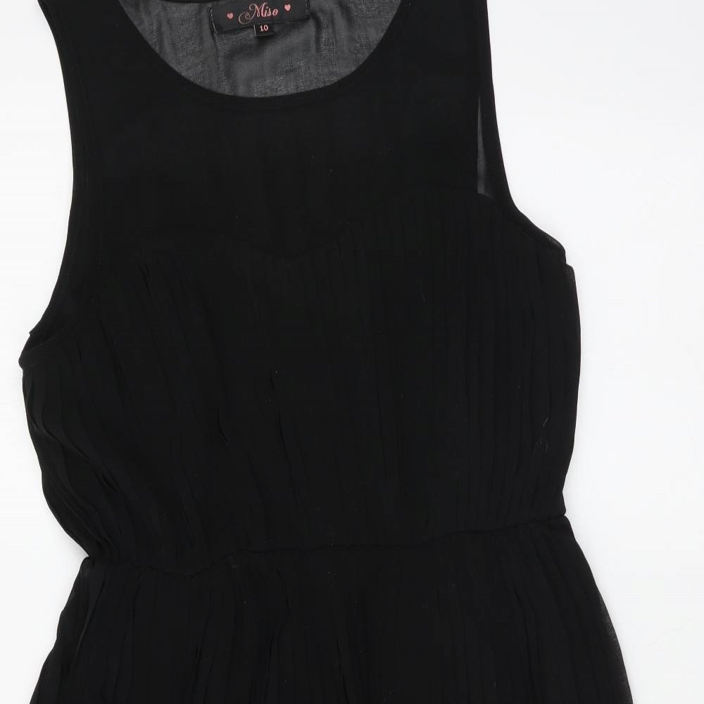 Miso Womens Black Polyester Tank Dress Size 10 Boat Neck Zip