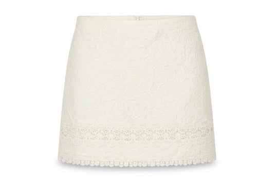 Topshop Womens Ivory Polyamide A-Line Skirt Size 10 Zip - Lace Detail