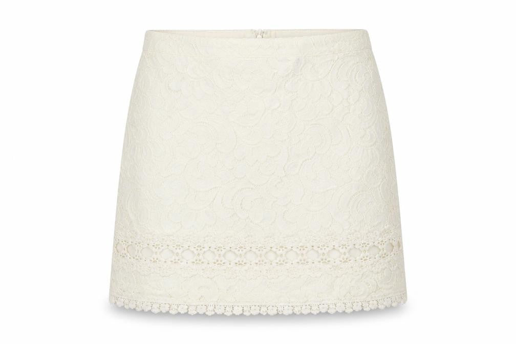 Topshop Womens Ivory Polyamide A-Line Skirt Size 10 Zip - Lace Detail