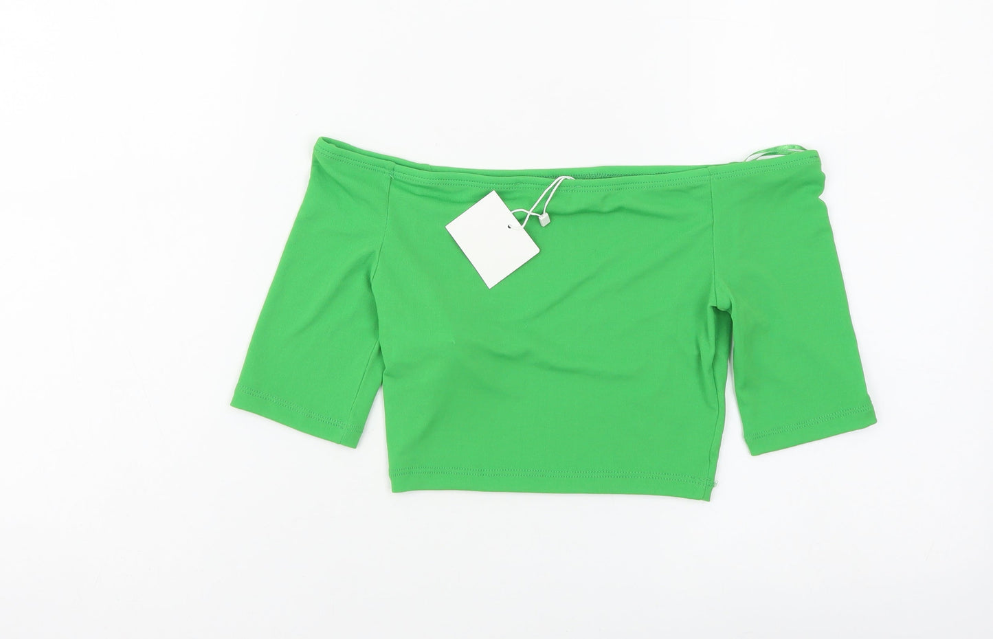Zara Womens Green Polyester Cropped Blouse Size M Off the Shoulder
