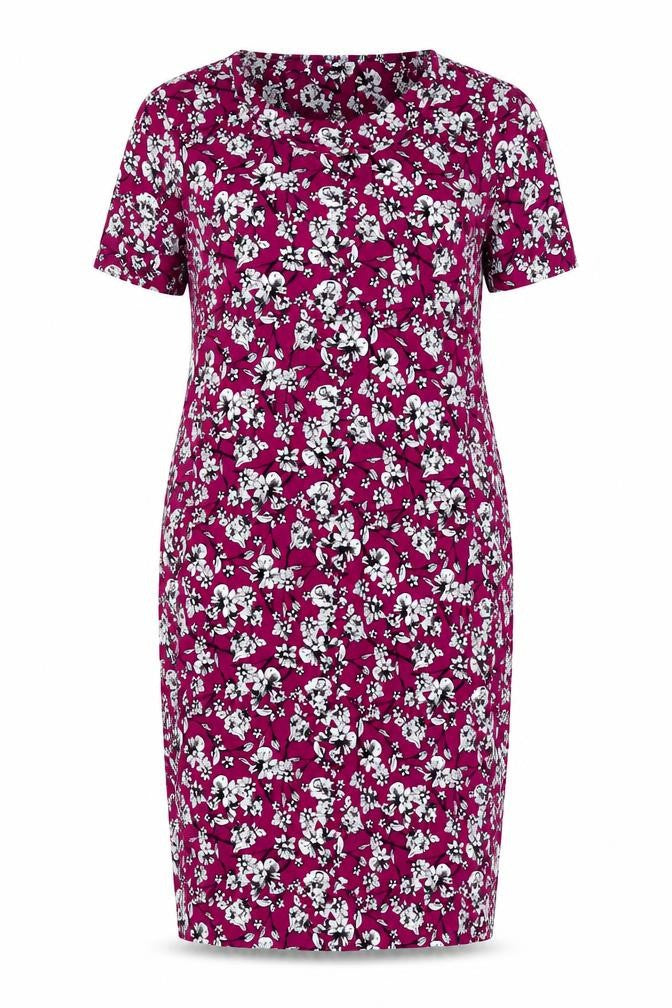 Autonomy Womens Purple Floral Viscose Pencil Dress Size 14 Round Neck Pullover