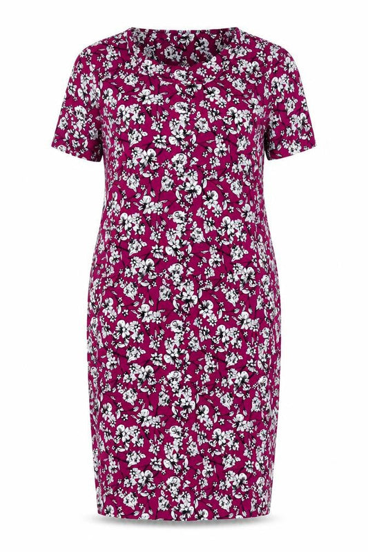 Autonomy Womens Purple Floral Viscose Pencil Dress Size 14 Round Neck Pullover