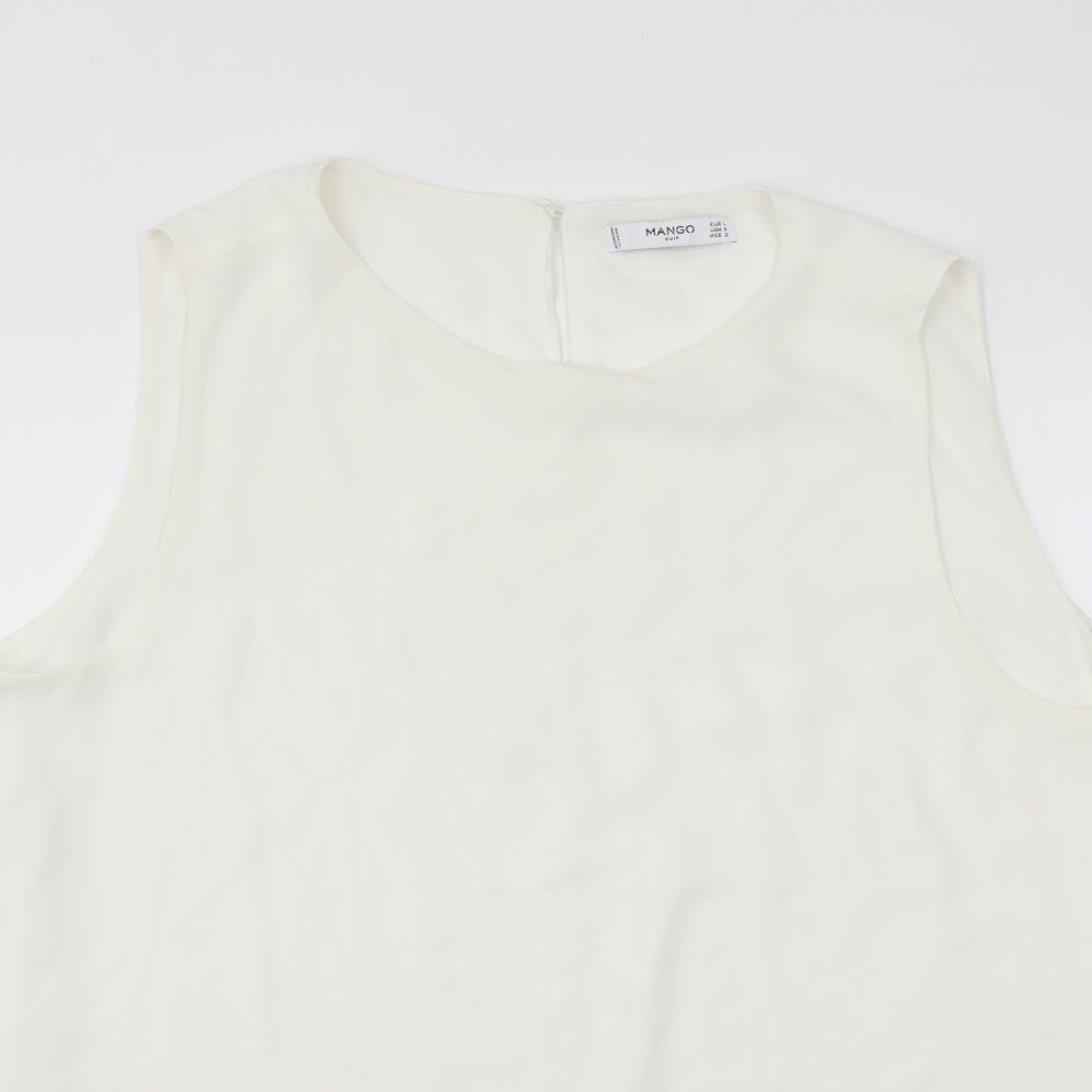 Mango Womens Ivory Polyester Basic Tank Size L Round Neck