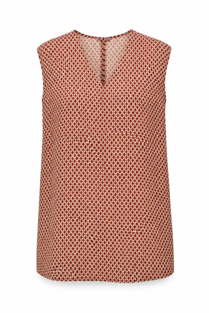 H&M Womens Brown Geometric Polyester Shift Size M V-Neck Pullover