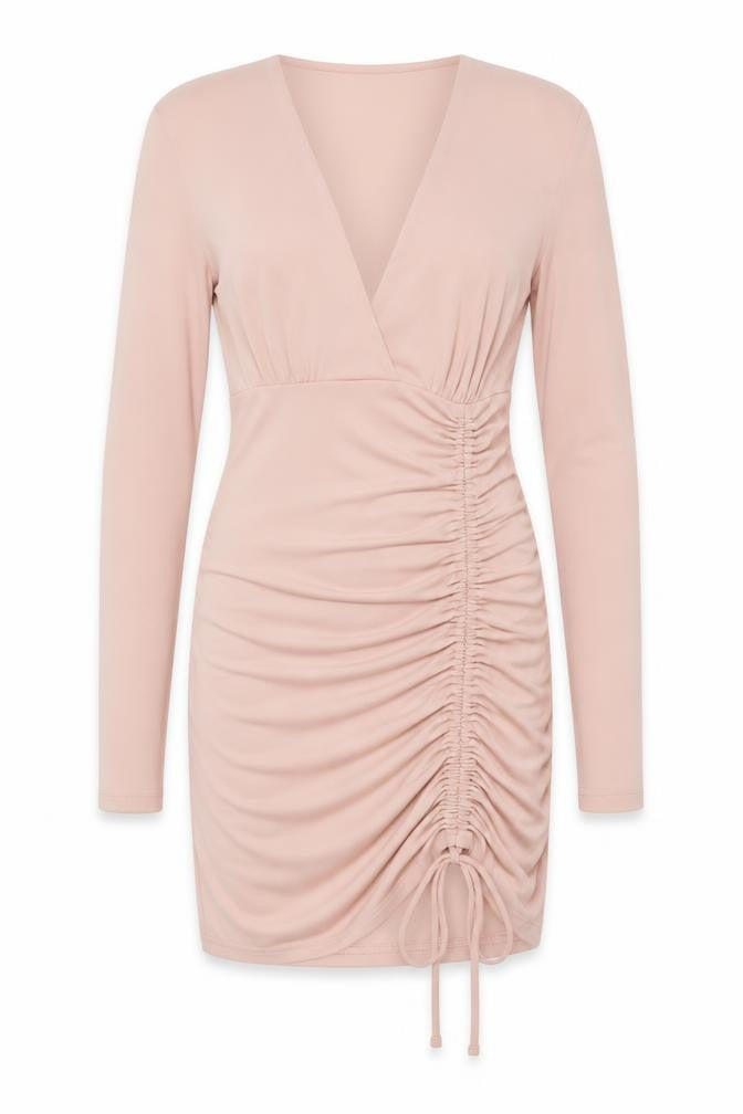 Zara Womens Pink Polyester Bodycon Size XS V-Neck Zip