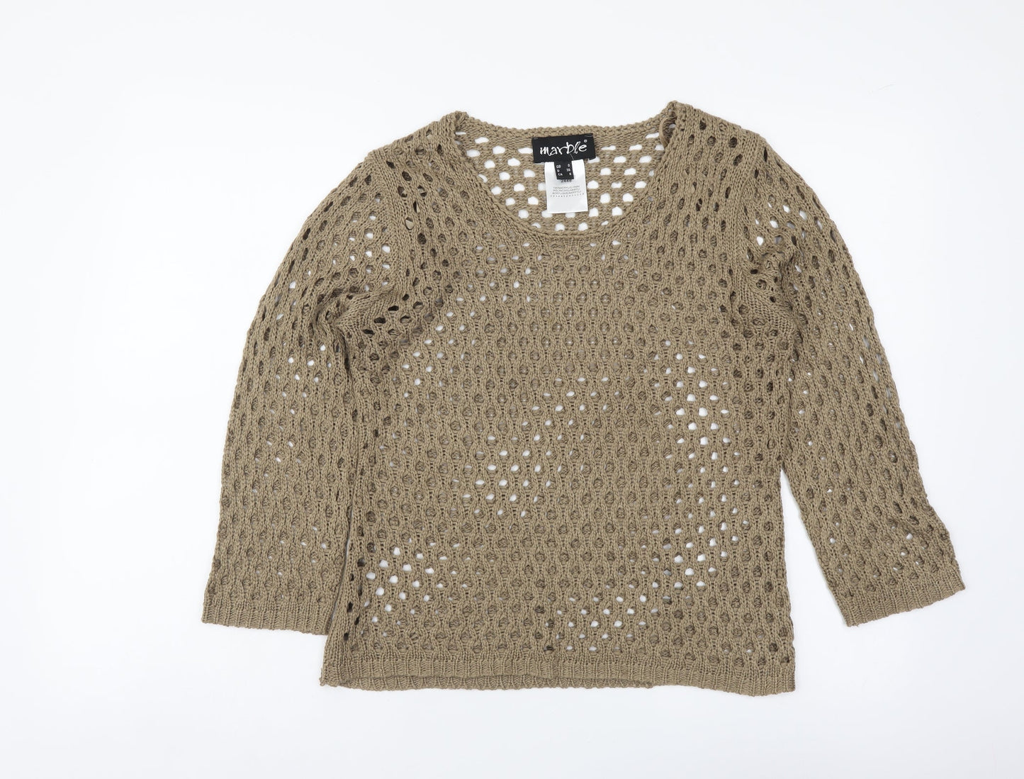 Marble Womens Brown Round Neck Acrylic Pullover Jumper Size S