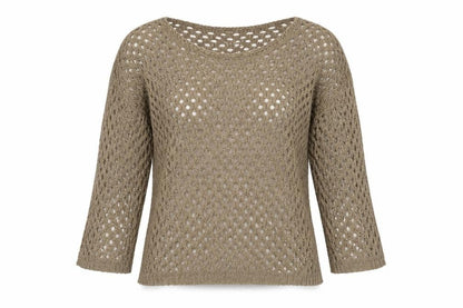 Marble Womens Brown Round Neck Acrylic Pullover Jumper Size S