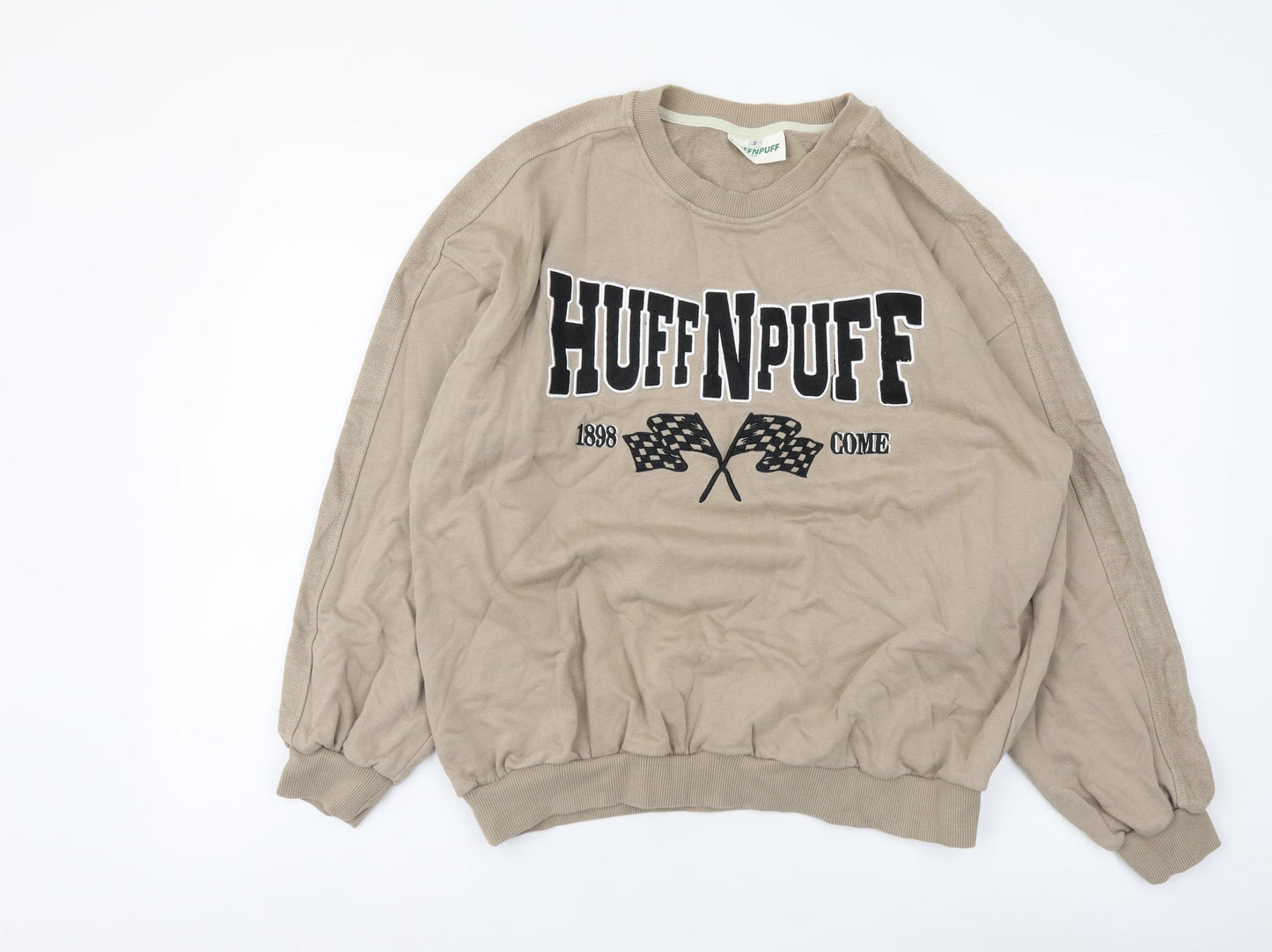 Huffnpuff Womens Beige Cotton Pullover Sweatshirt Size S Pullover