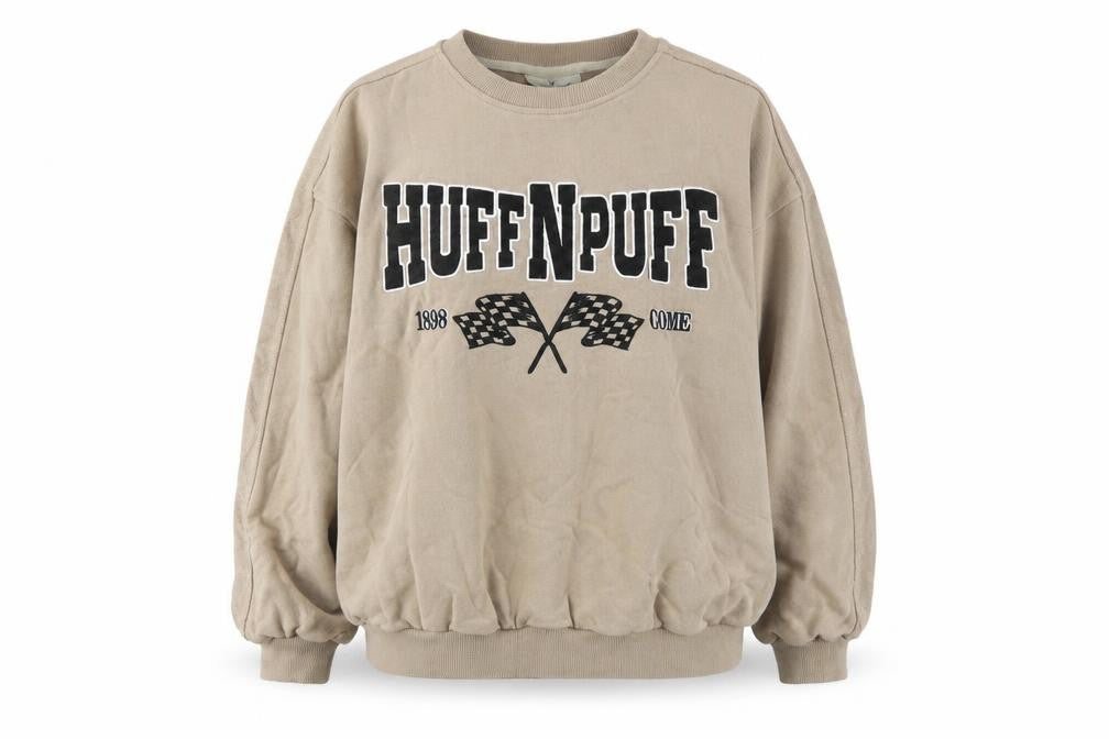 Huffnpuff Womens Beige Cotton Pullover Sweatshirt Size S Pullover