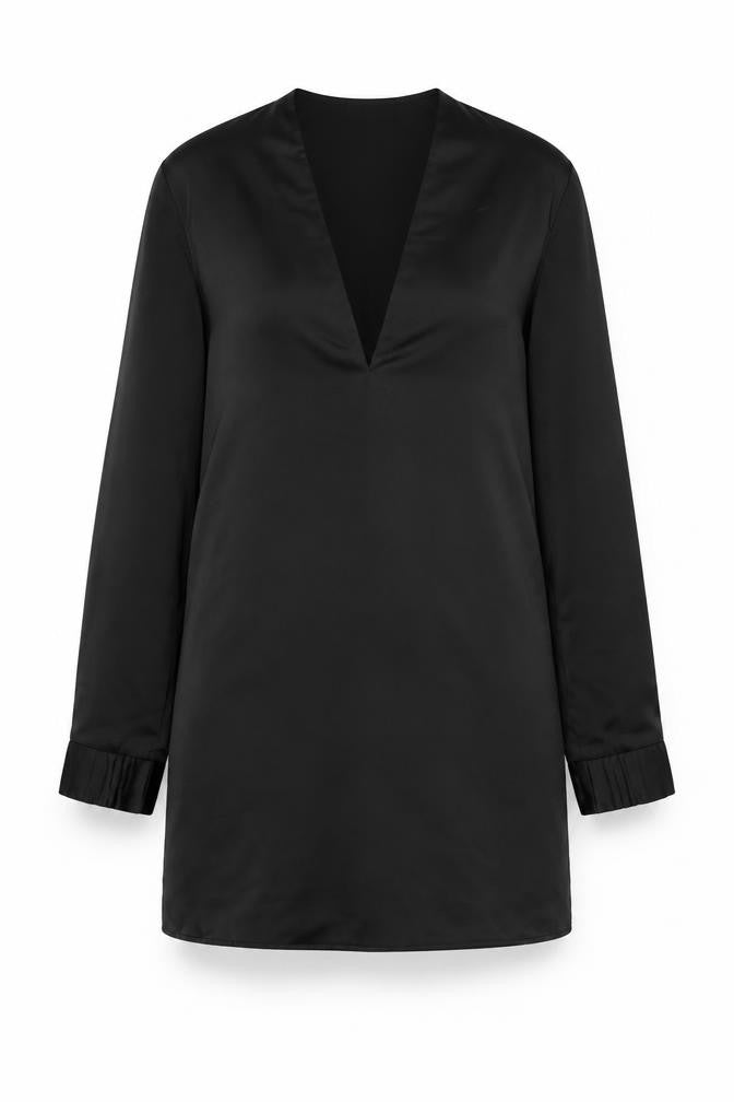 PRETTYLITTLETHING Womens Black Polyester Shift Size 6 V-Neck Pullover