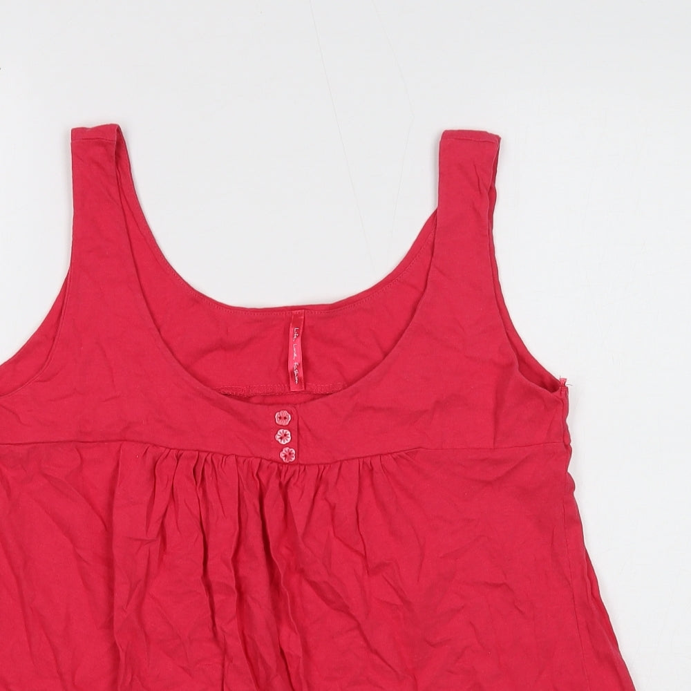 Evie Womens Pink Cotton Basic Tank Size 14 Scoop Neck