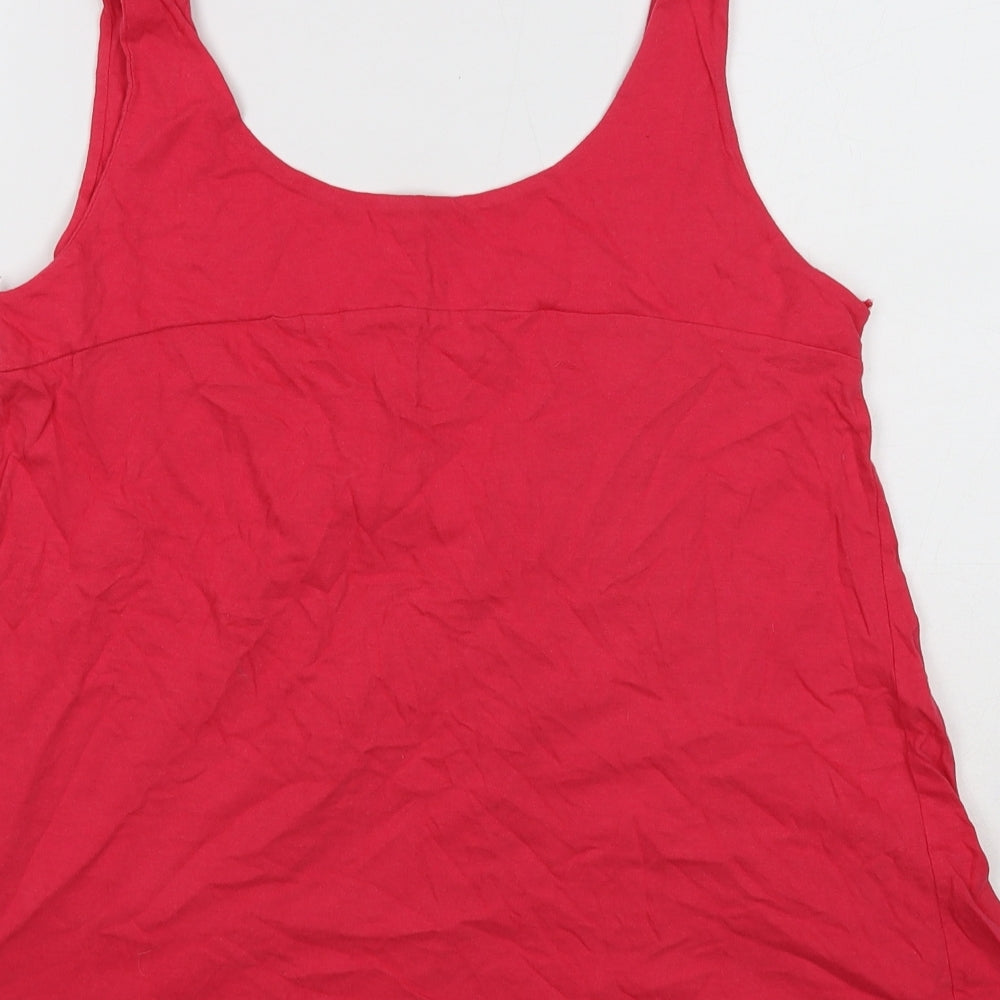 Evie Womens Pink Cotton Basic Tank Size 14 Scoop Neck