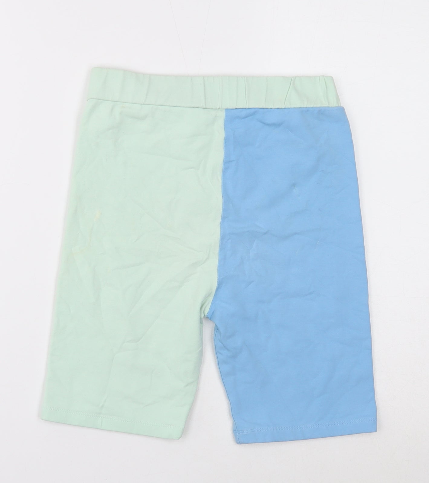Odolls Womens Blue Geometric Cotton Compression Shorts Size 8 Regular Pull On