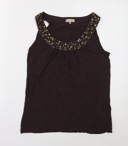Soon Womens Brown Viscose Basic Tank Size 12 Scoop Neck