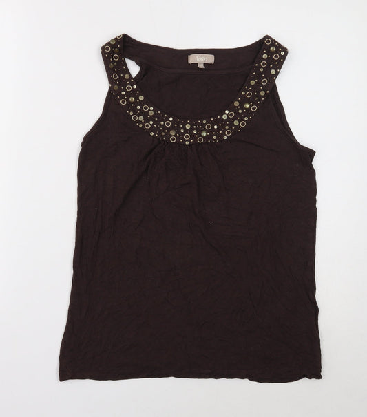 Soon Womens Brown Viscose Basic Tank Size 12 Scoop Neck