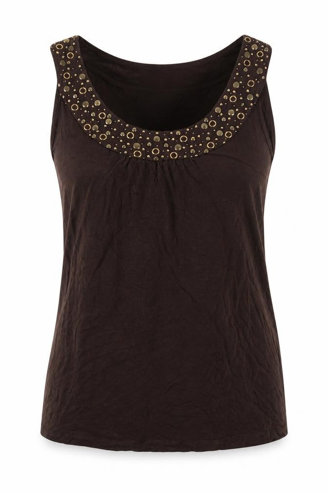 Soon Womens Brown Viscose Basic Tank Size 12 Scoop Neck