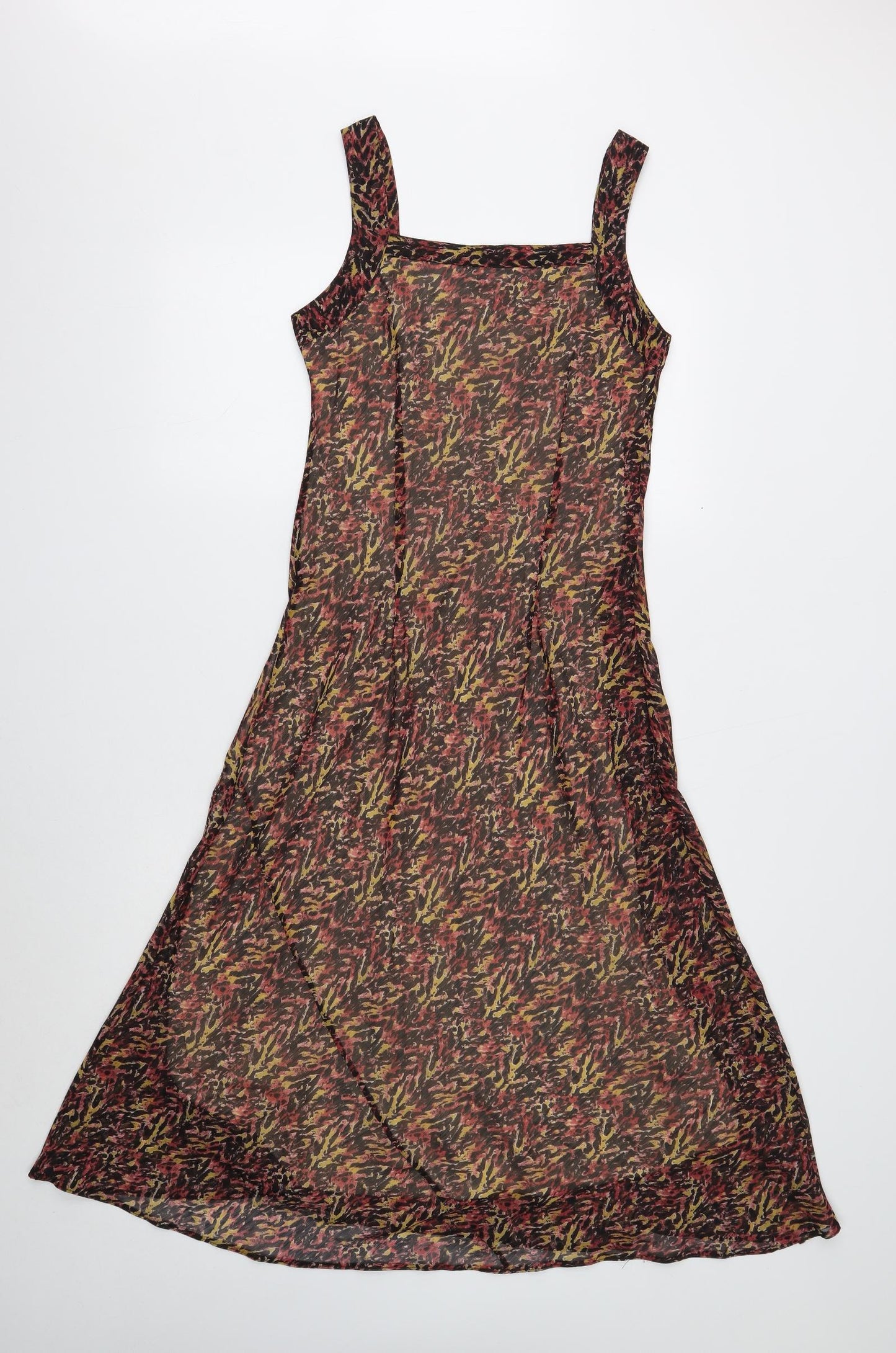 Isle Womens Multicoloured Geometric Polyester Tank Dress Size 10 Square Neck Pullover