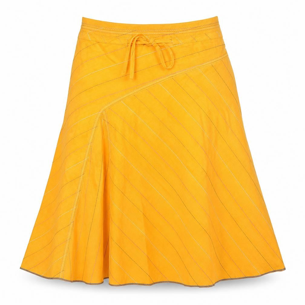 Carling Womens Orange Geometric Cotton Flare Skirt Size 10 Zip