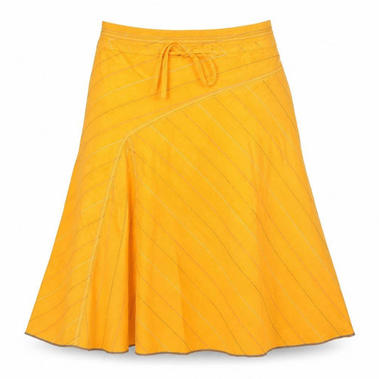 Carling Womens Orange Geometric Cotton Flare Skirt Size 10 Zip