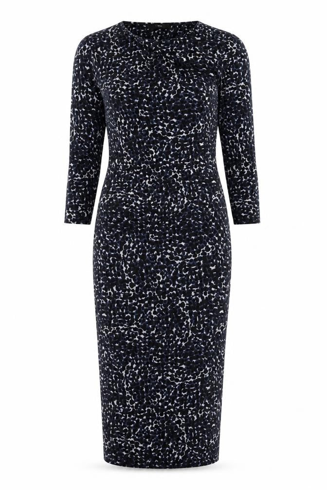 NEXT Womens Black Geometric Viscose Bodycon Size 8 Boat Neck Pullover
