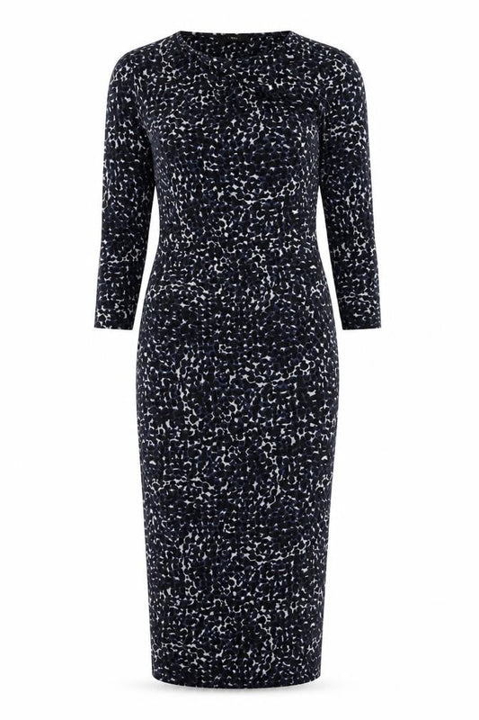 Next Womens Black Geometric Viscose Bodycon Size 8 Boat Neck Pullover