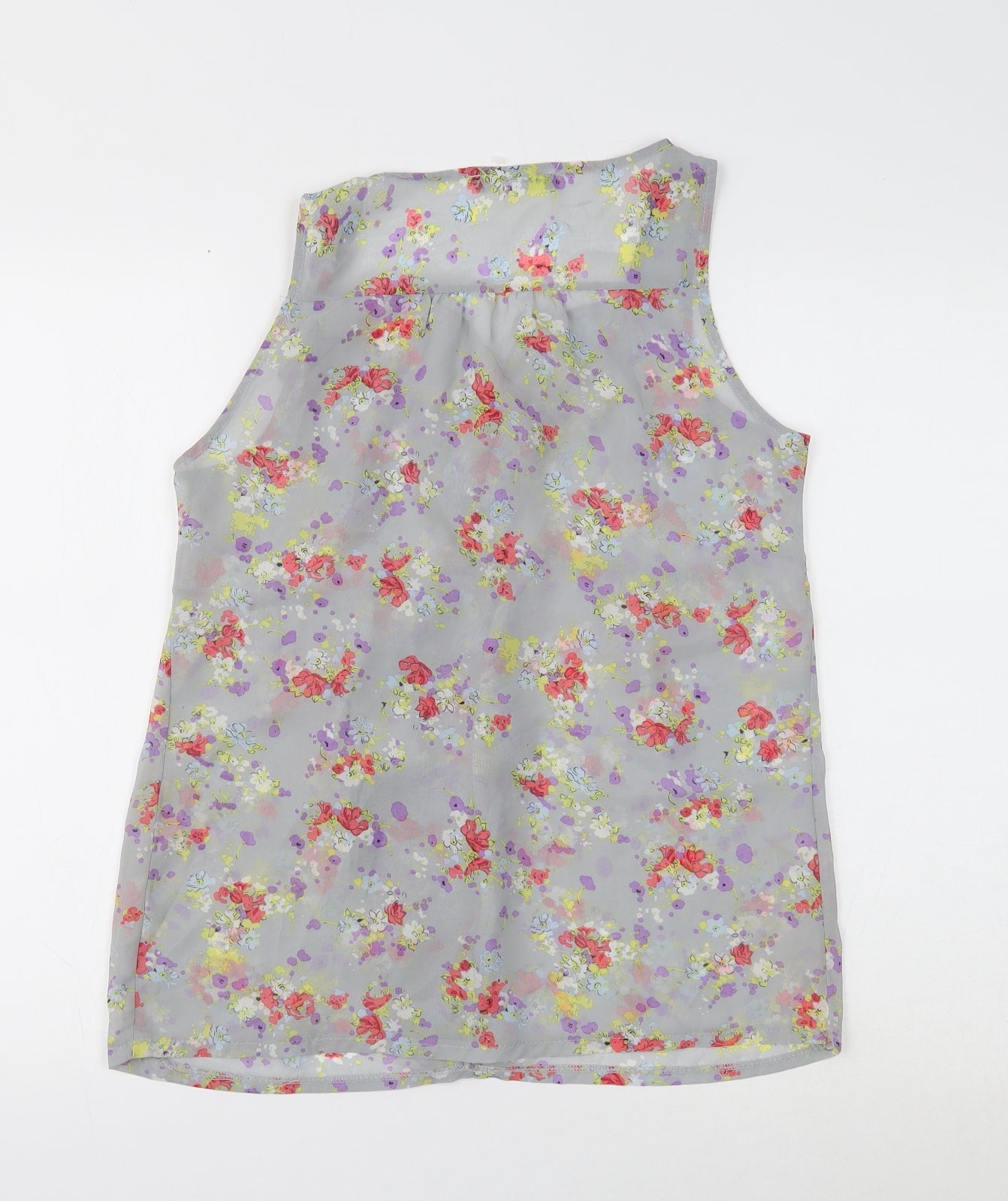 Atmosphere Womens Grey Floral Polyester Basic Tank Size 10 Round Neck