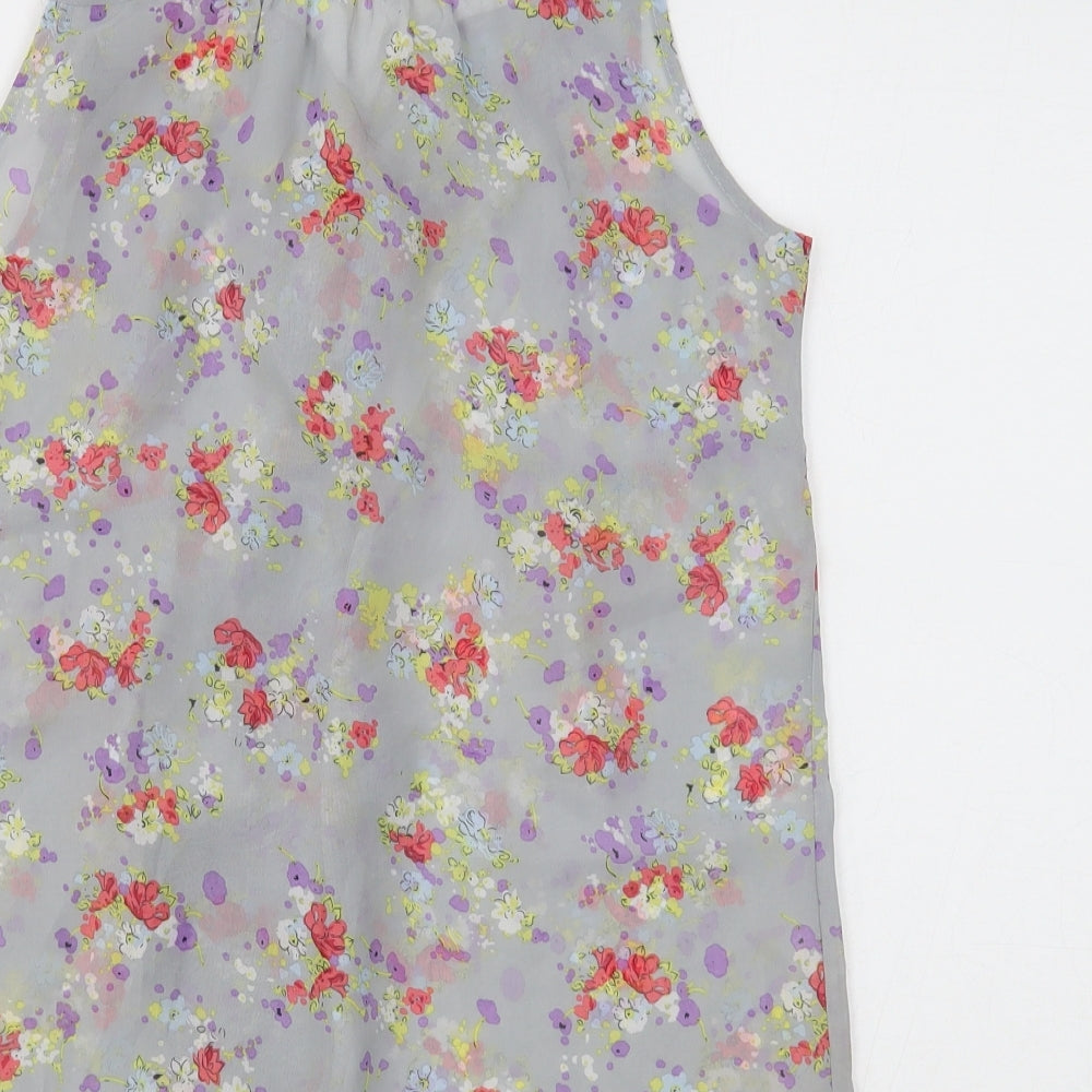 Atmosphere Womens Grey Floral Polyester Basic Tank Size 10 Round Neck