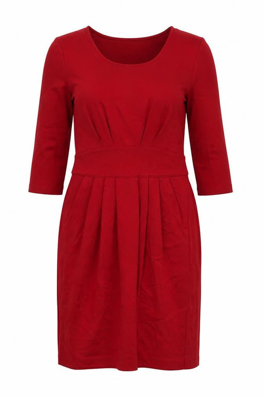 Fleana Womens Red Viscose Pencil Dress Size M Boat Neck Zip