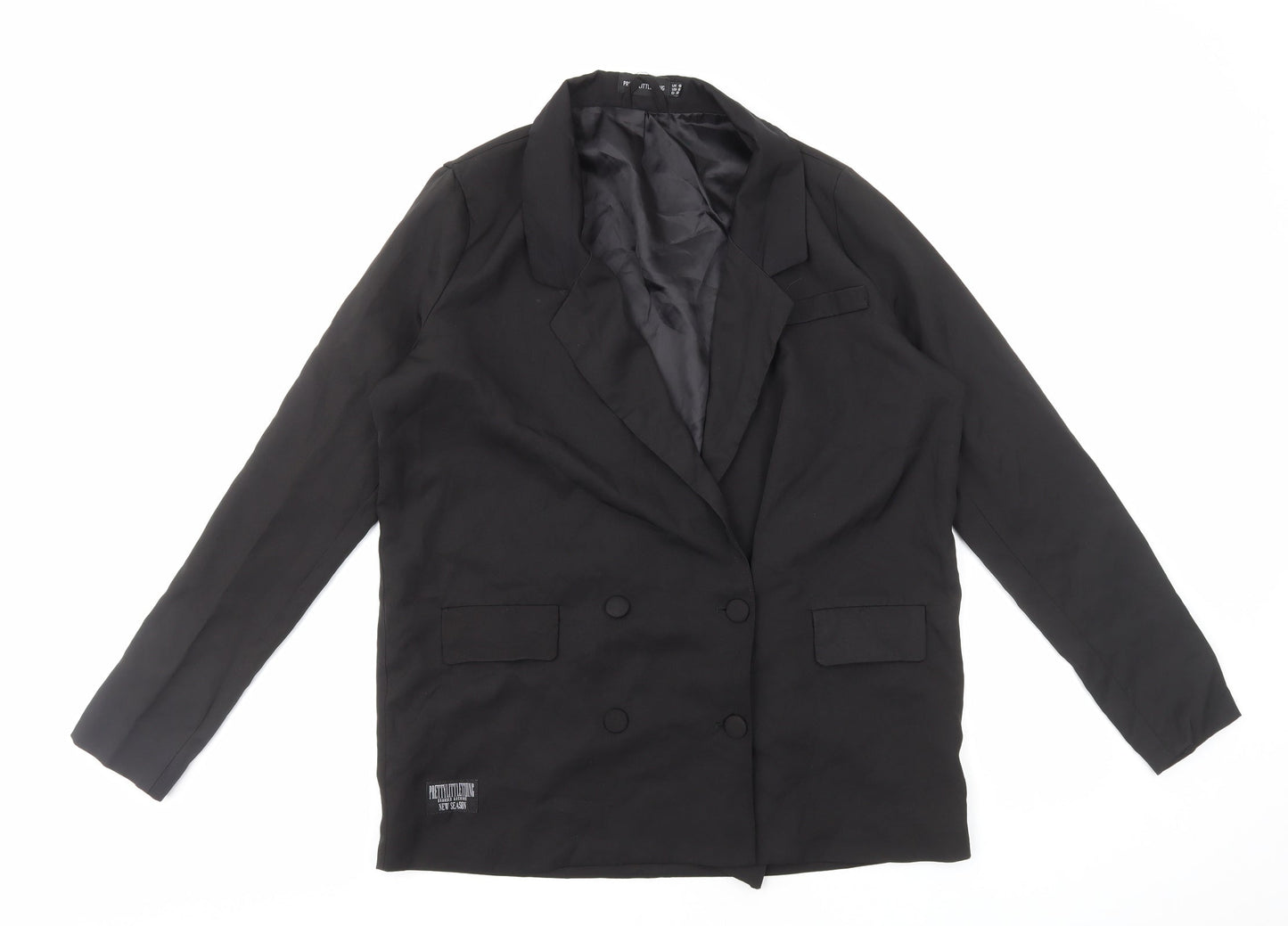 PRETTYLITTLETHING Womens Black Jacket Size 10 Button