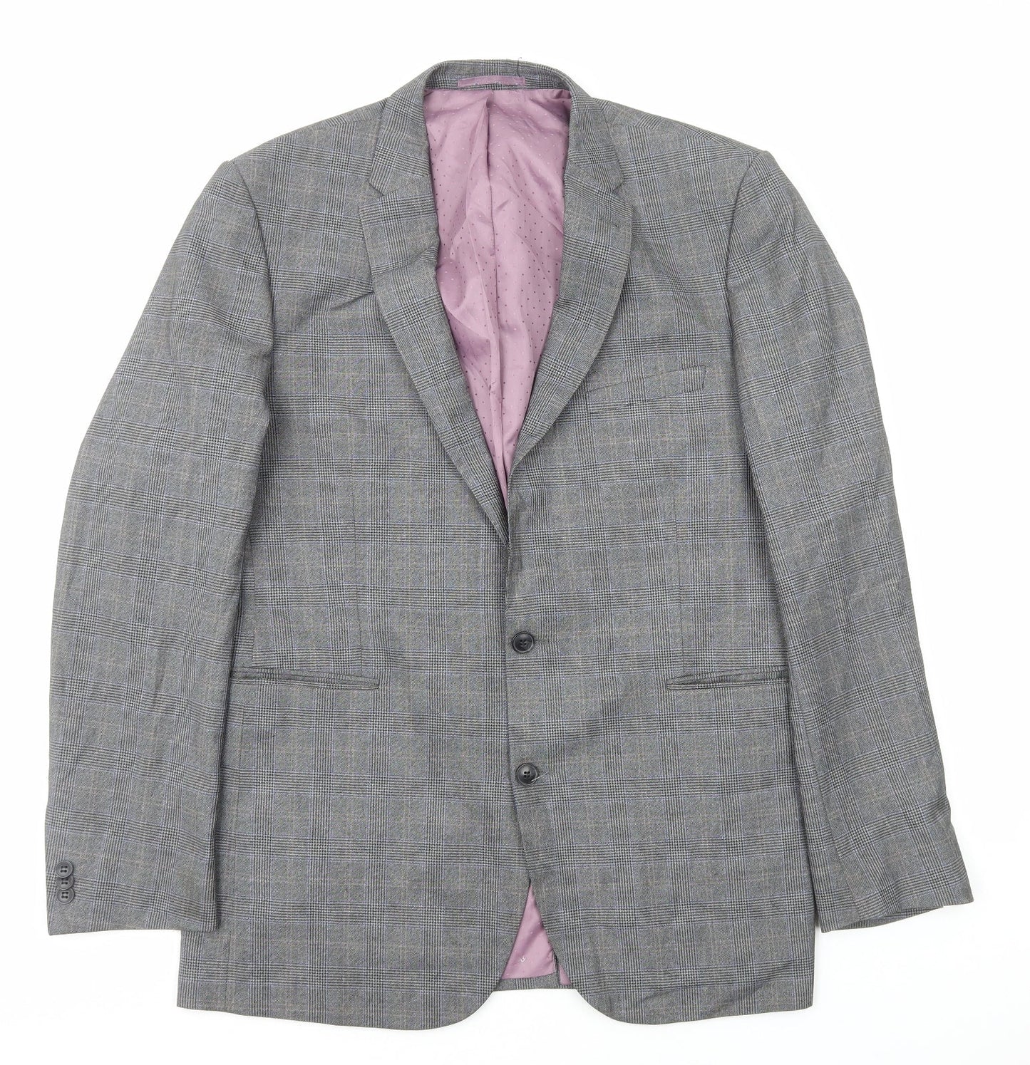 Taylor & Wright Mens Grey Plaid Polyester Jacket Blazer Size L