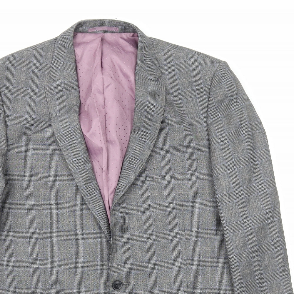 Taylor & Wright Mens Grey Plaid Polyester Jacket Blazer Size L