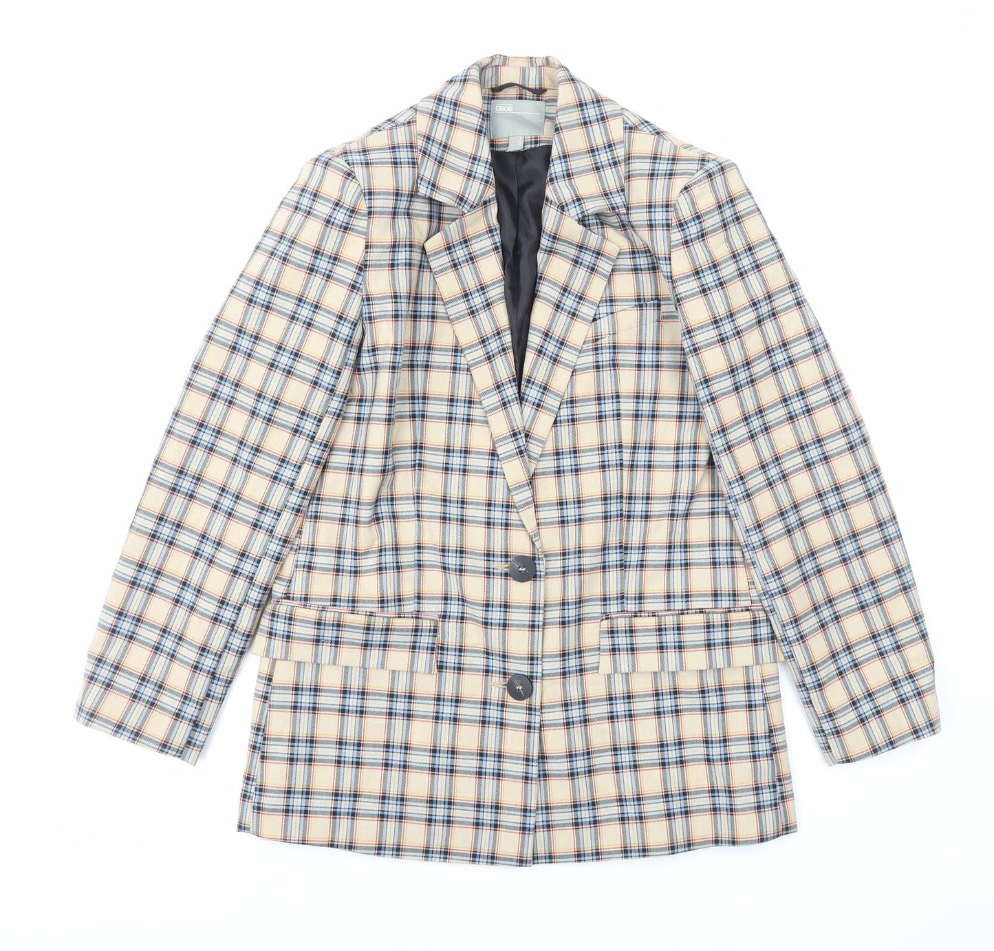 ASOS Womens Beige Plaid Jacket Size 8 Button