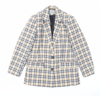 ASOS Womens Beige Plaid Jacket Size 8 Button